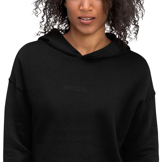 Black Crop Brycks Embroidered Hoodie