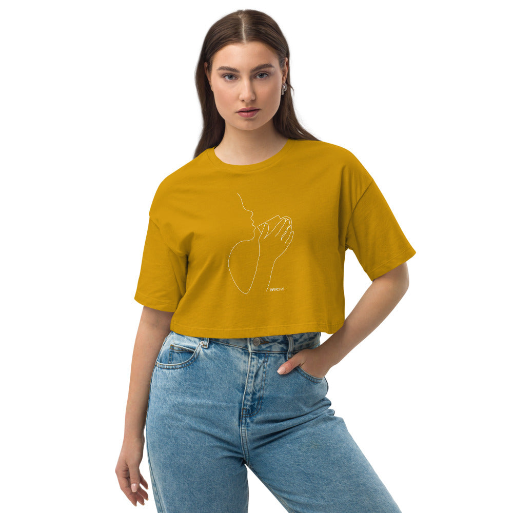 Coffee Drinker Crop Top - mustard