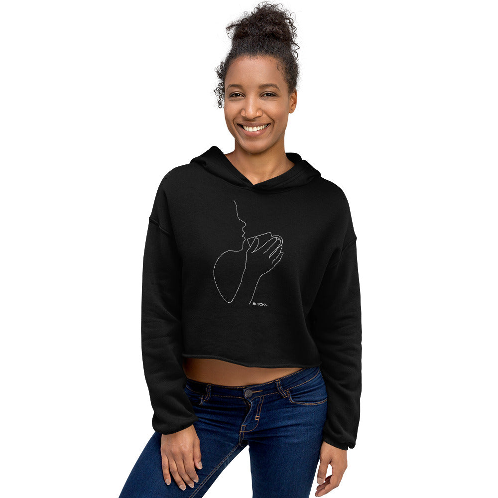 Coffee Drinker Crop Hoodie - black