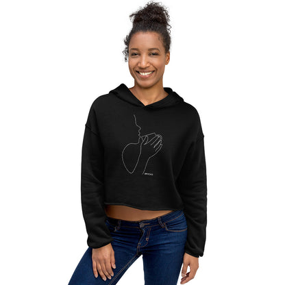 Coffee Drinker Crop Hoodie - black