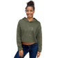 Coffee Drinker Crop Hoodie - military Green