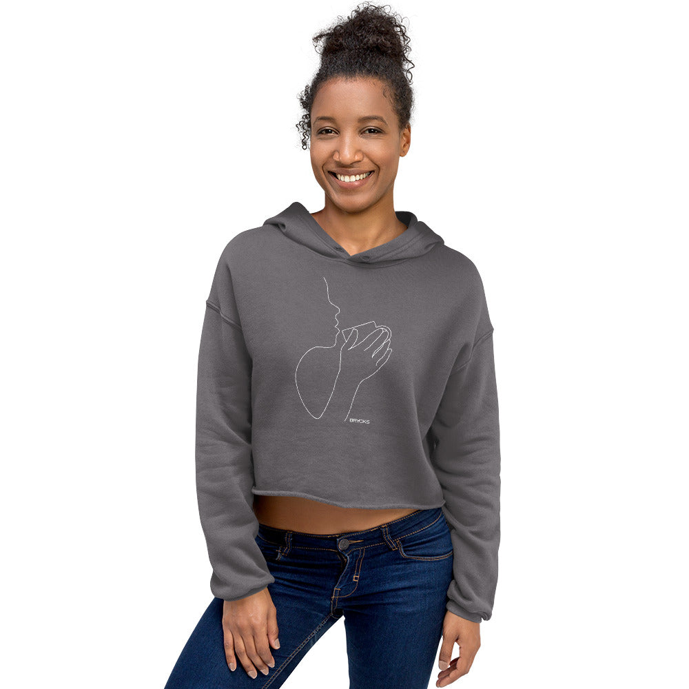 Coffee Drinker Crop Hoodie - storm