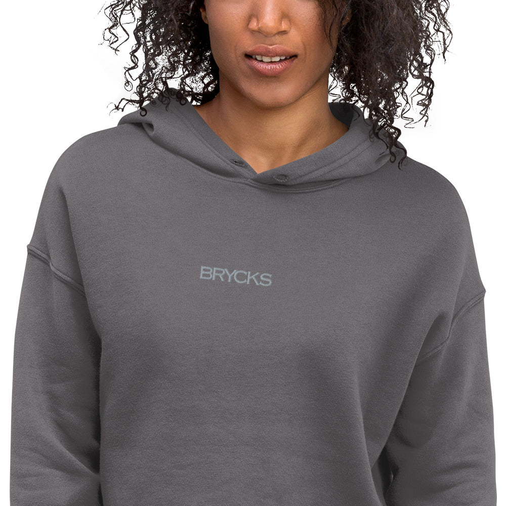 Grey Crop Brycks Embroidered Hoodie